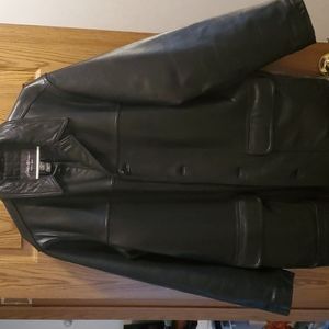 Men's black lamb leather jacket size tall large
